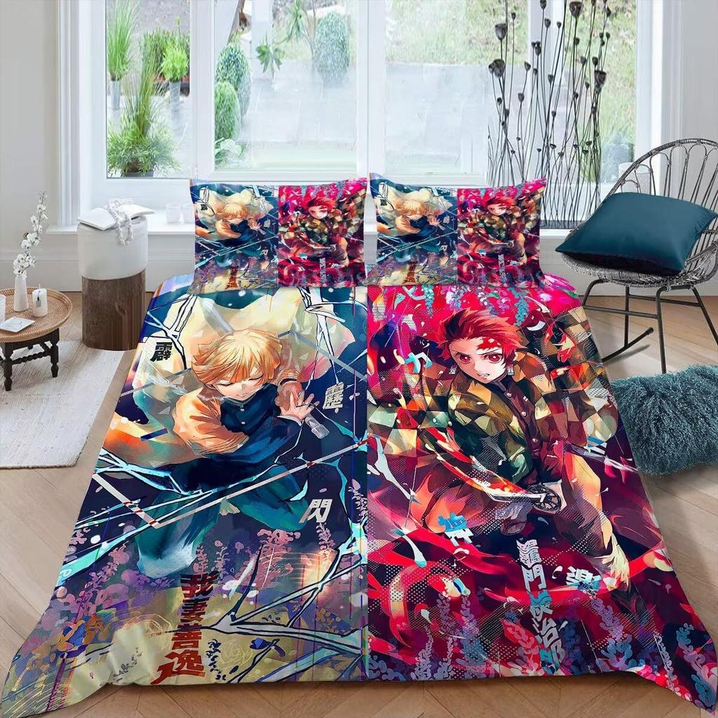 Anime Girl Three-Piece Quilt Cover 3D Digital Printing Bedding Set Bed Cover