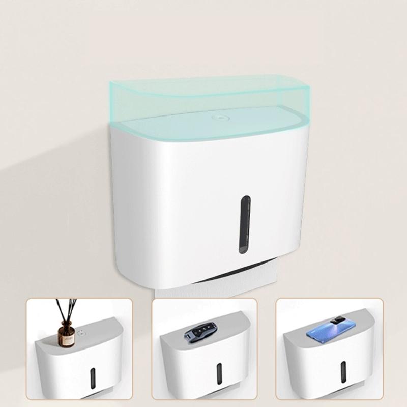 Wall Mounted Adhesive Multifold Paper Towel Holder Box for Bathrooms Plastic Tissue Dispenser Case with Visible Window