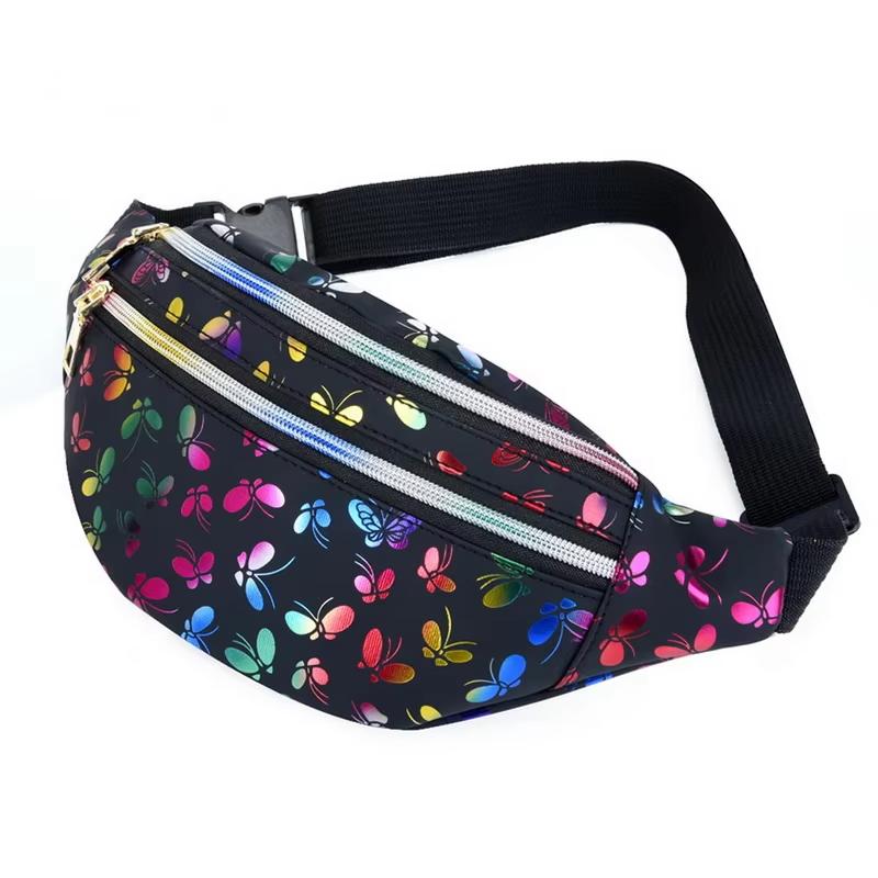 Bum Bag Colorful Waist Bag Messenger Bag Double Zipper Mobile Phone Pouch For Outdoor Activities Music Festivals Casual Everyday