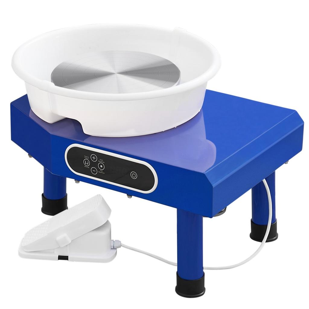 Töpferscheibe, 10 Zoll Keramikrad Formmaschine, 60-300 U/min Einstellbare Geschwindigkeit mit Fußpedal, Abnehmbares ABS-Becken, Manuelles LCD-Panel, Modellieren