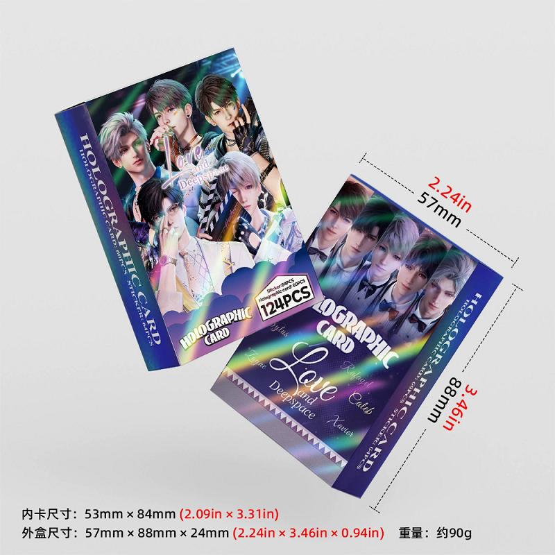 124PCS Love and Deepspace Laser LOMO Cards Set - Sylus Zayne Xavier Caleb Collectible Photo Cards with Bonus Stickers