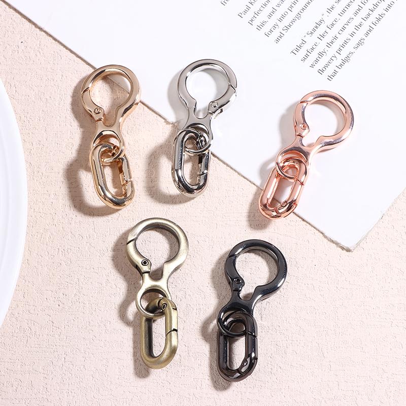 1/3Pcs Double Opening Swivel Clasp Clips Metal Spring Snap Hooks With Key Ring For Diy Keychains Craft Accessories