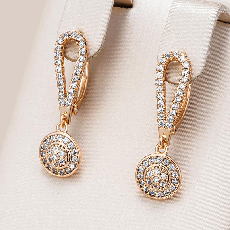Trendy  Rose Gold Color Natural Zircon Earings Fashion Jewelry  Long Tassel Dangle Earrings Fine Daily Jewelry
