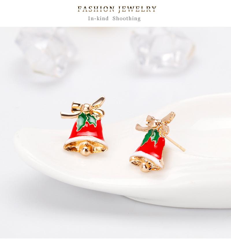 Women Christmas Small Bell Ear Studs Fashionable Earrings Jewelry Decoration for Ladies