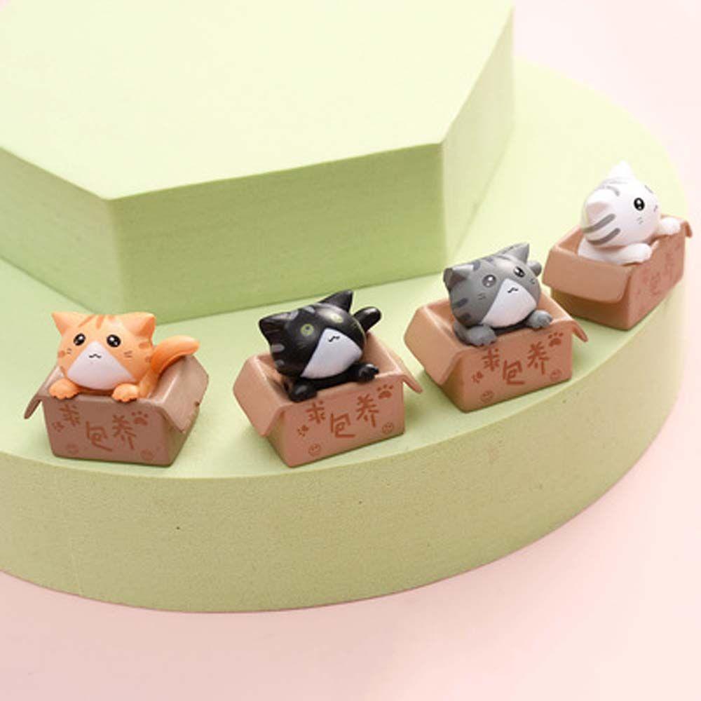 Miniatures Statue Kitten PVC Crafts Cartoon Poor Box Cat Kitty Model Car Figurine Small Statue