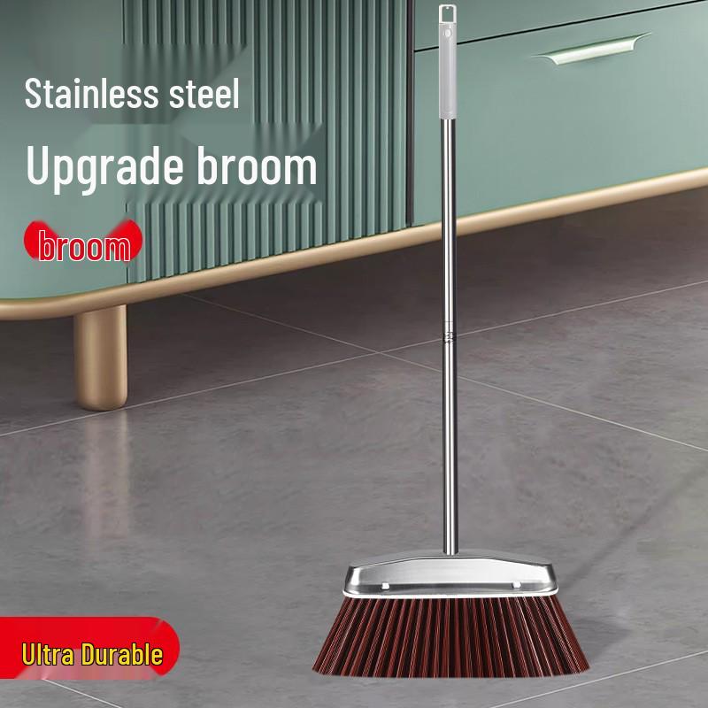 Stainless Steel Broom & Dustpan Set with Trash Scraper