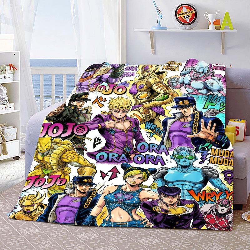 JoJo Bizarre Adventure Throw Blanket Flannel Soft Cozy Warm Blanket for Sofa Bed Lightweight Home Decor -QJY