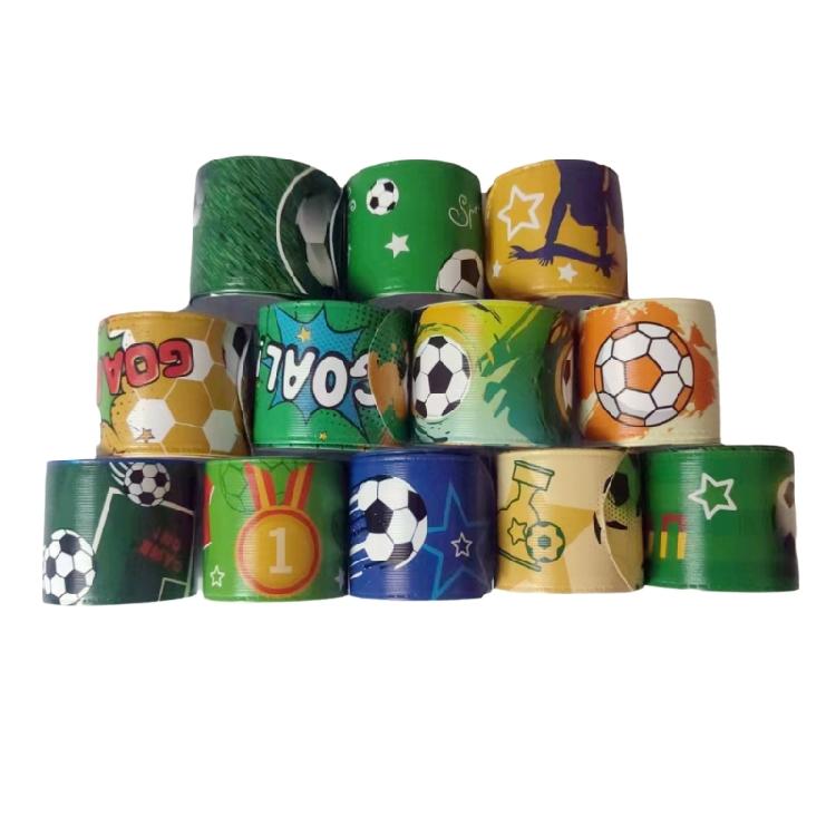 12Pcs Soccer Glove Pattern Slap Bracelets Kids Wristband Football Snap Bracelet