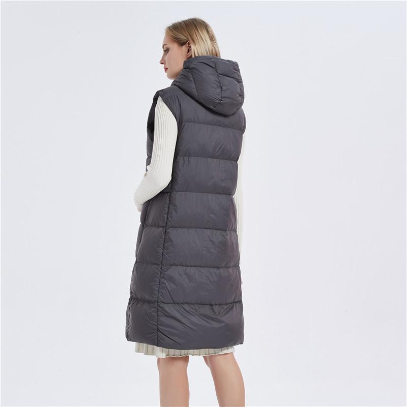 Down vest women's hooded vest jacket women's winter down vest wear down vest women's clothing long over the knee