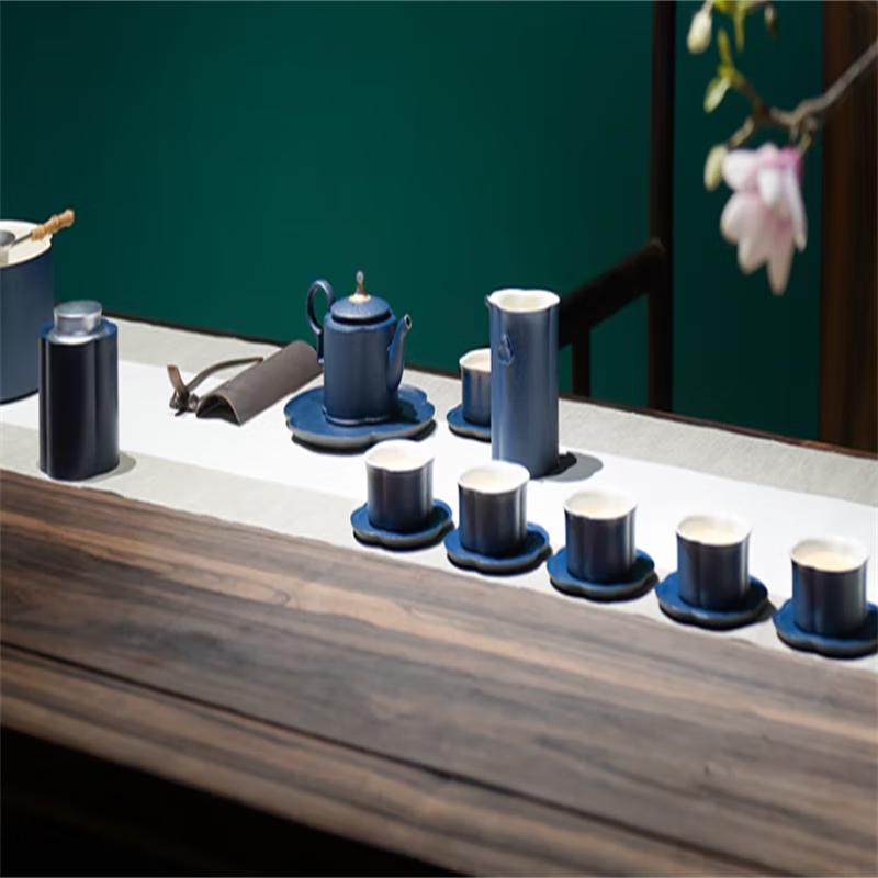 

Ваньцяньтан Пьяная бегония Синяя песочная глазурь Чайный сервиз