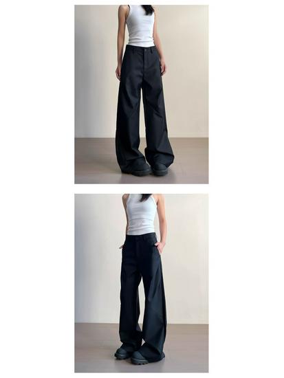 Dámské luxusní plisované ležérní volné kalhoty s rovnými nohavicemi - Jarní/podzimní kolekce