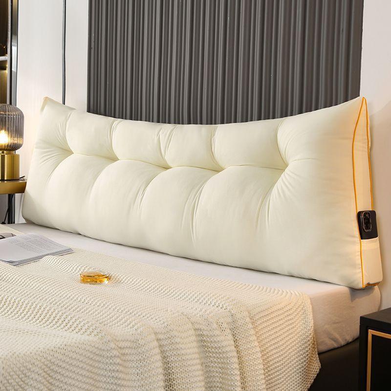 1pc Triangular Headboard Pillow Daybed Wedge Pillow with Side Pockets,Bolster Backrest Support Cushion for Twin/Queen/King Beds