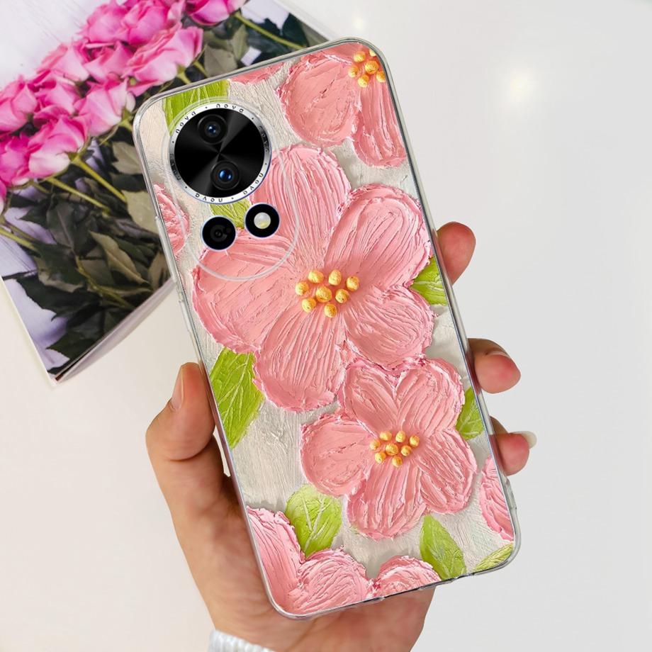 For Huawei Nova 12 Pro Nova12 Lite Nova 11i Case Transparent Soft Slim TPU Silicone Cover Bumper Nova12 Nova11i Astronaut Flower
