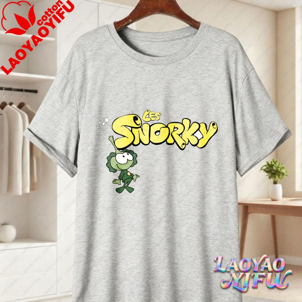 Snorks Cartoon Character Print T Shirt Vintage 80s Classic Anime Graphic Tee Casual Cotton Tops for Unisex Women Summer Streetwear