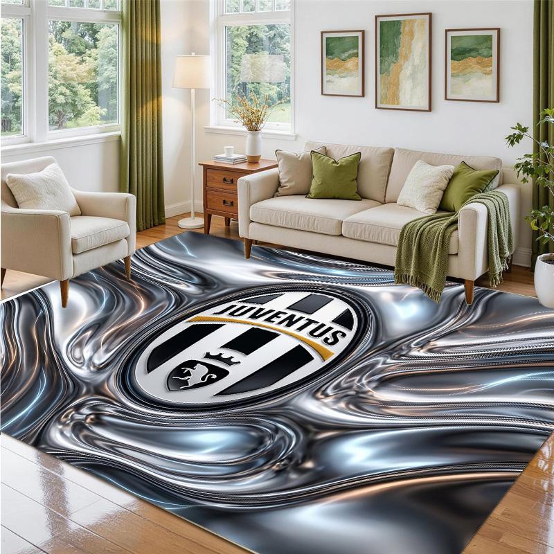 Juventus FC Design Crystal Velvet Rug Soft Decorative Mat for Bedroom Entrance