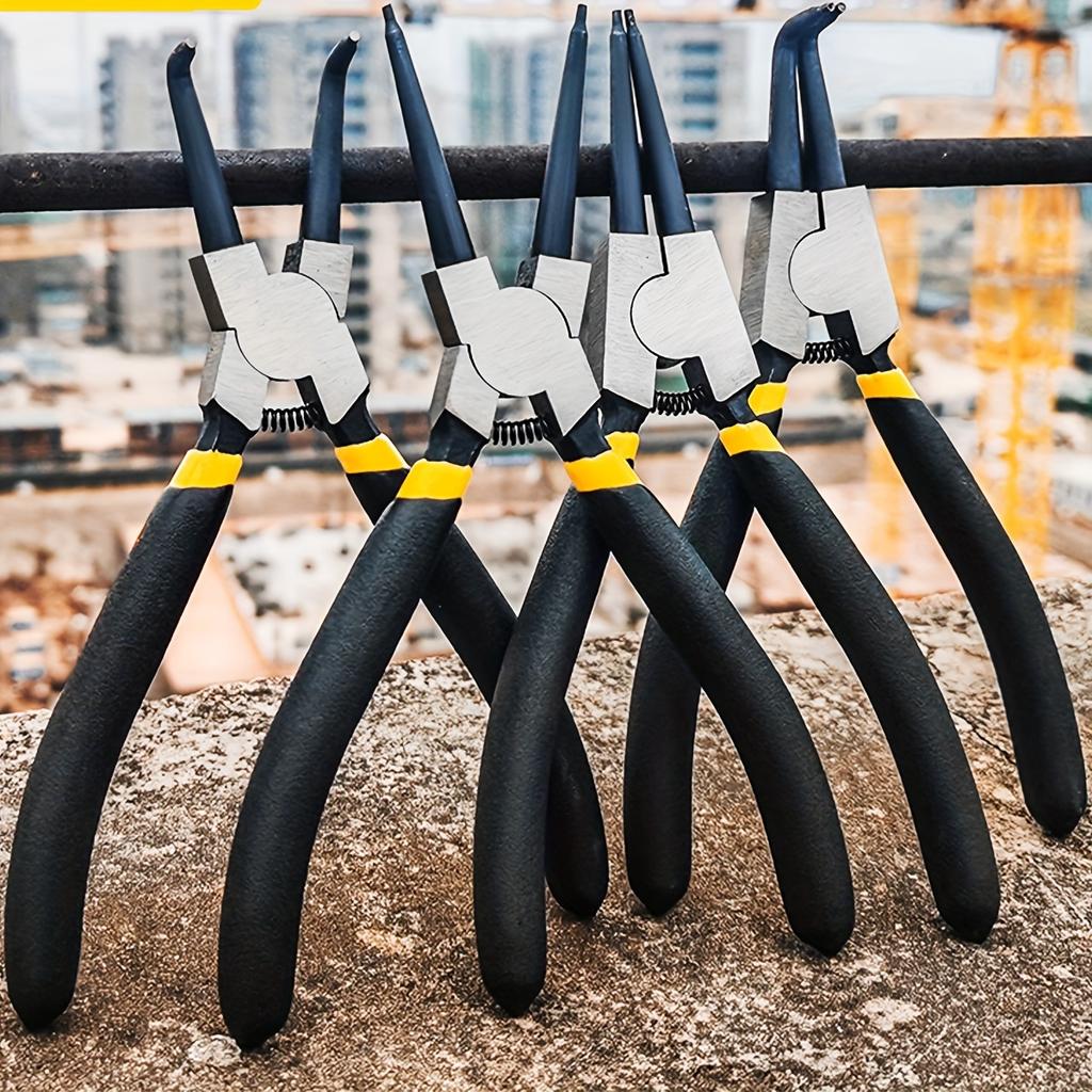 4 Pcs Snap Ring Pliers Set, 7 Inches Internal/External Heavy Duty for Ring Remover Retaining Straight Bent Lock Pliers Set