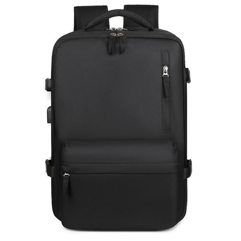 

Премиальный рюкзак для ноутбука большой вместимости с расширением и двойными плечевыми лямками для бизнеса и путешествий чёрный