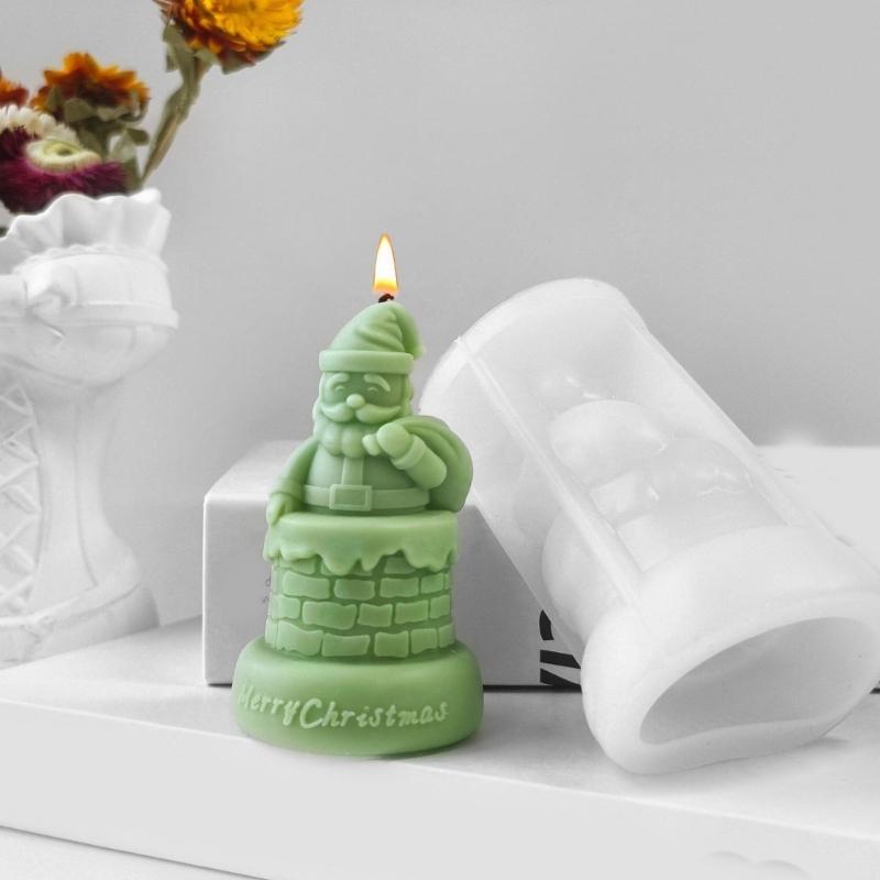 Festive Santa Claus Scented Candle Mould Festival Santa Claus Scented Candle Silicone Mold for DIY Crafts Workshops