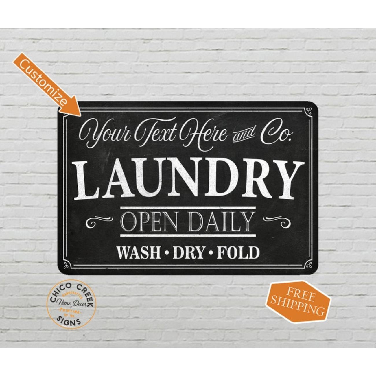 Personalized Custom Laundry Sign Farmhouse Home Decor Wall Art белый