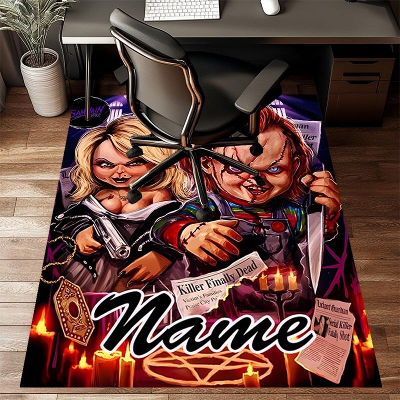 Custom Chucky Mat Personalized Name, Polyester Washable Indoor Entryway Rug, Gift for Christmas, Easter, Thanksgiving Day