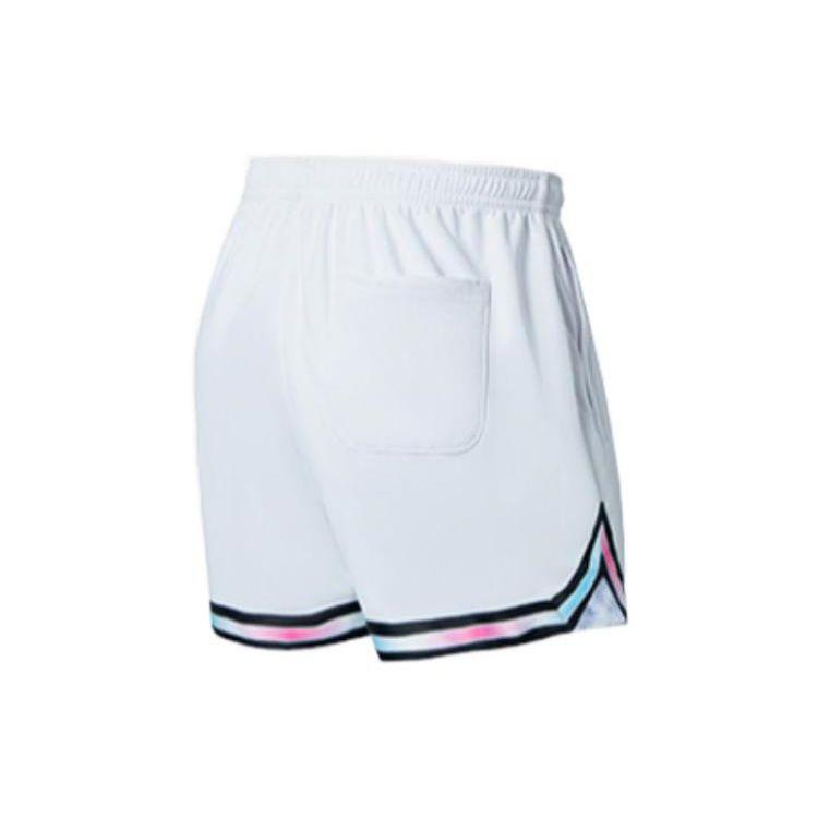 Li Ning SS22 Professional Basketball Series Color Block Striped Training Breathable Basketball Shorts Men Shorts White AKSS365-3