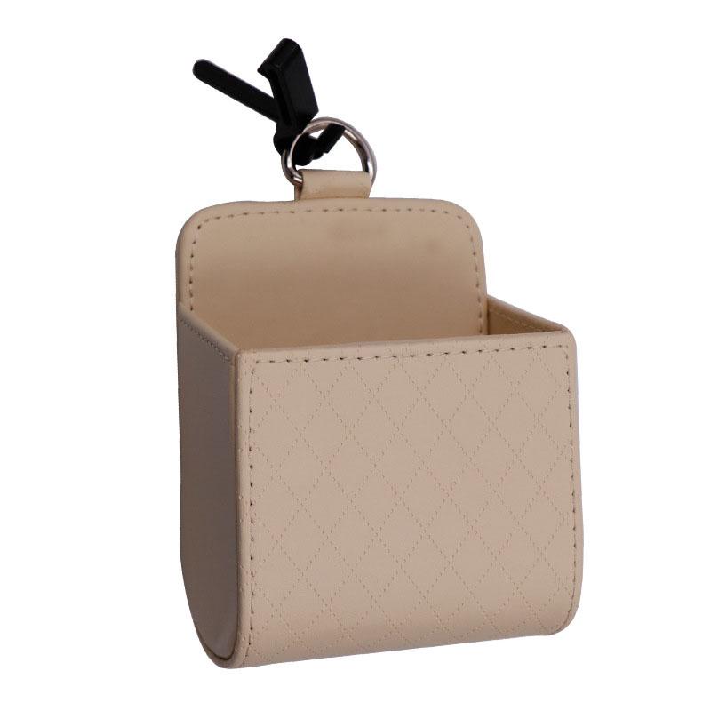 Biltelefonhållare Fäste Luftventil Hängande Förvaringslåda Bil Mobiltelefonväska PU-läder Glasögonorganisatör Stöd i Biltillbehör