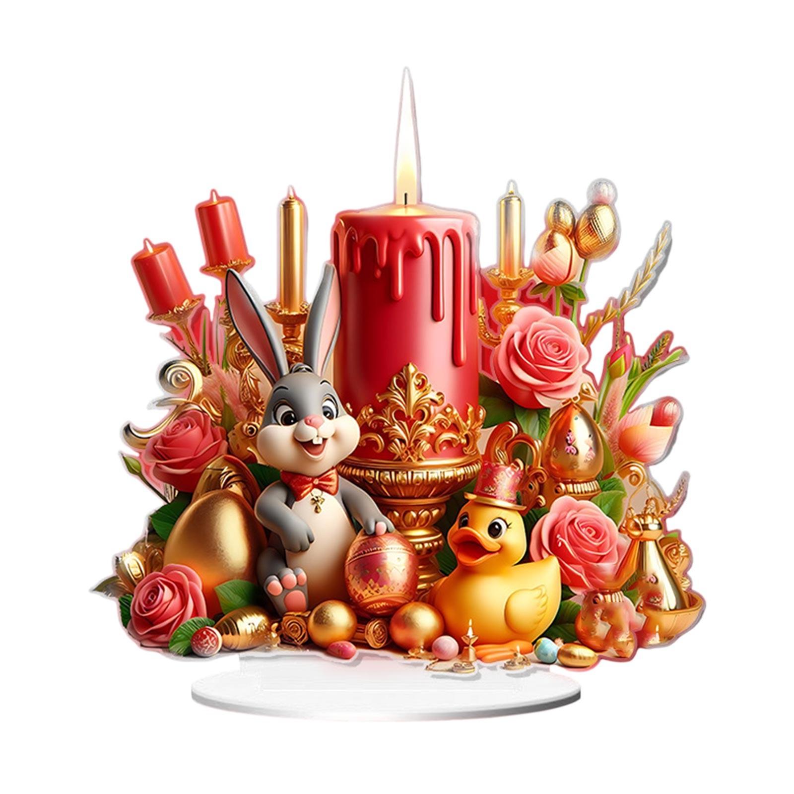 Easter Dream Candle Rabbit 2d Flat Acrylic Home Atmosphere Decoration Living Room Tabletop Decoration Statues And Sculptures