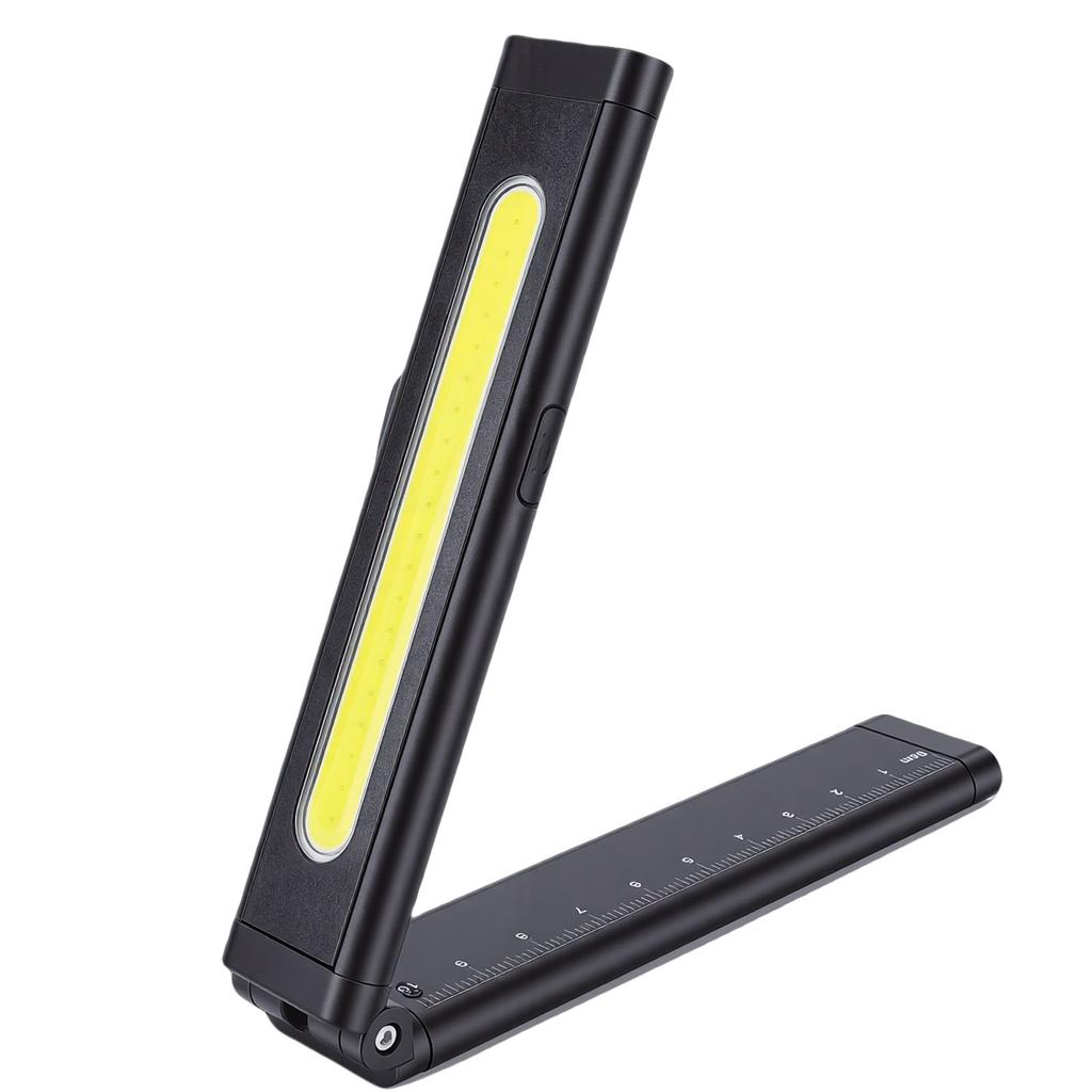 COB LED Work Light with Magnetic Base Ruler Rechargeable Portable Pocket Pen Flashlight for Inspection Auto Repair