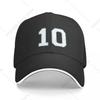 Casquette de Baseball Réglable Unisexe Numéro 10 Mode Chapeau de Sport Casquettes Snapback de Haute Qualité Unisexes Chapeaux de Danse de Rue Noirs