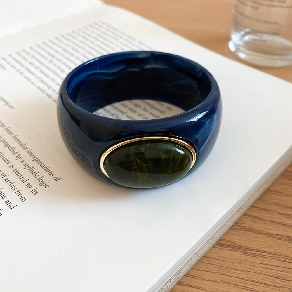 Bohemian Acrylic Bangle Smudging Retro Hand Ring Creative Irregular Wide Bracelet  Girls