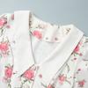 Summer French Style V-neck Puff Sleeve Waist Cinched Printed Ruffle Short Dress for Women
