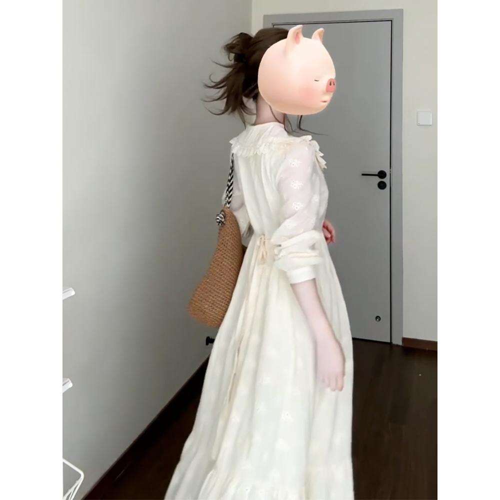 Doll collar temperament long-sleeved dress children's summer new temperament base waist spring wear long dress