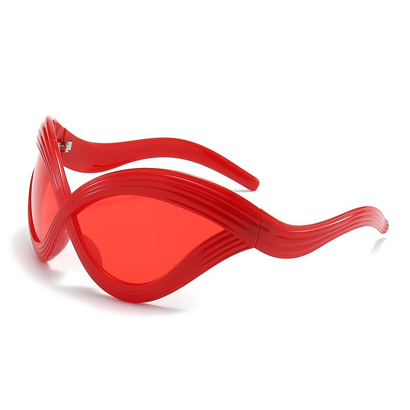Trendy Milan Fashion Cat Eye Sunglasses For Runway Show With Stylish Red Lenses StyleA