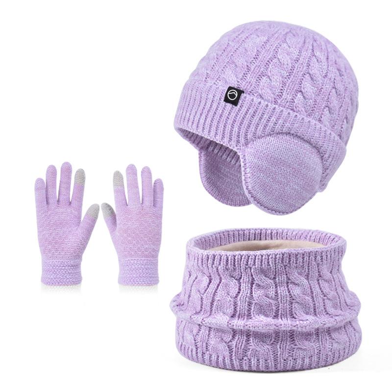 Winter Children's Hat Neck Scarf Gloves Set for Boys and Girls