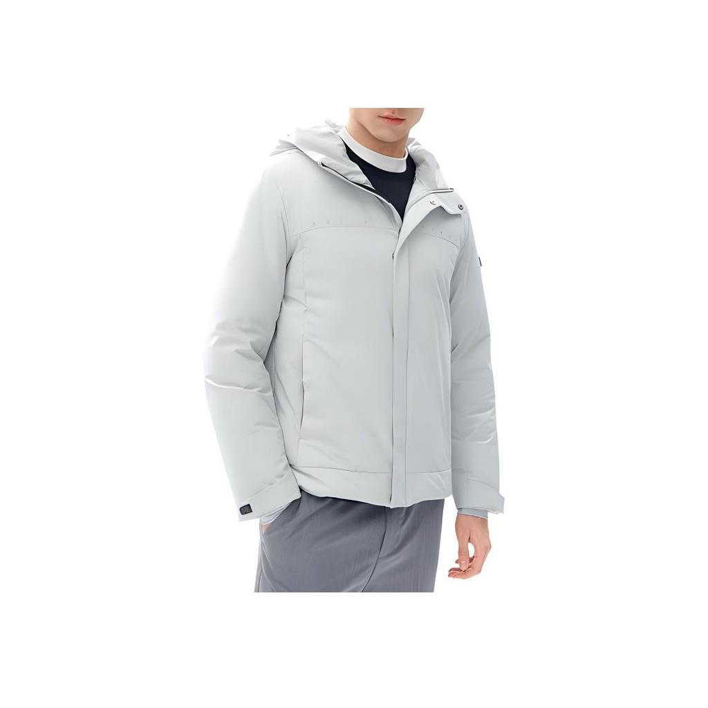 Fila Minimalist Hooded Solid Color Business Casual Warm Long Sleeve Down Jacket Men Outerwear Mountain-Rock-Gray F11M247910F-GY
