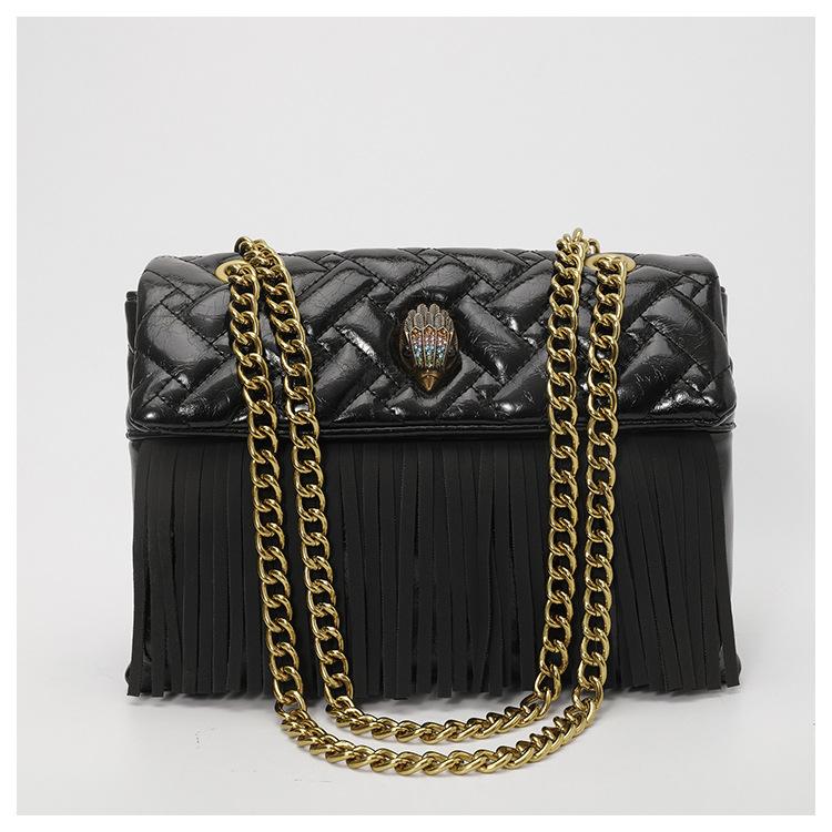 

Women s bag niche high-end fringed small square bag fashion shoulder bag commuter versatile messenger chain women s bag чёрный