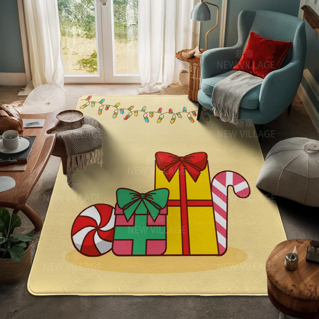 House Entrance Carpet Home Door Mat Living Room Bath Foot Bathroom Non-slip Water Absorption Rugs Bath Merry Christmas Winter