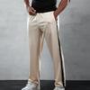 Men Sport Pants Loose Straight Wide Leg Elastic Waist Soft Breathable Side Stripe Solid Color Gym Traning Jogging Sweatpants Ful