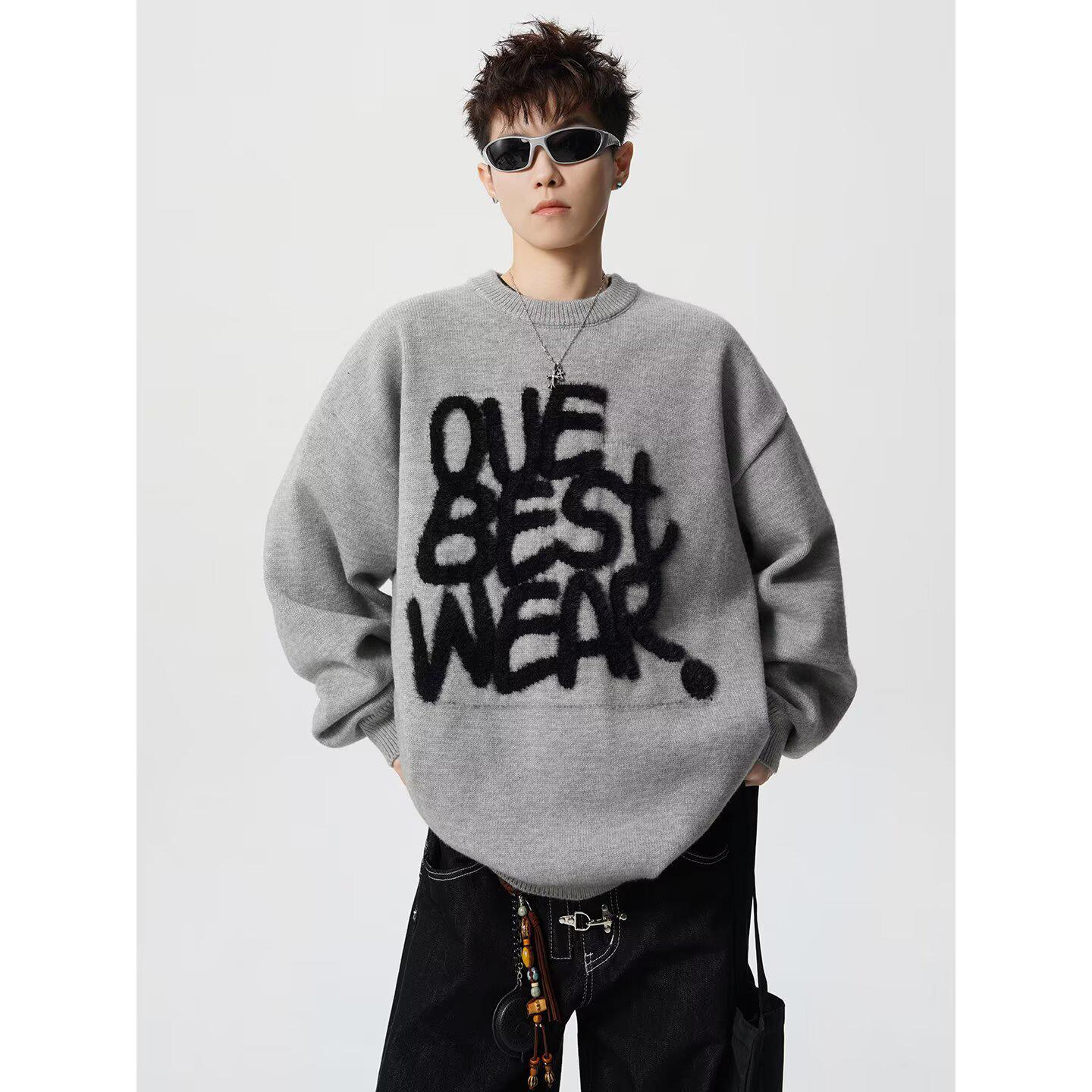 Men s American Jacquard Crew Neck Heavyweight Winter Knitwear M