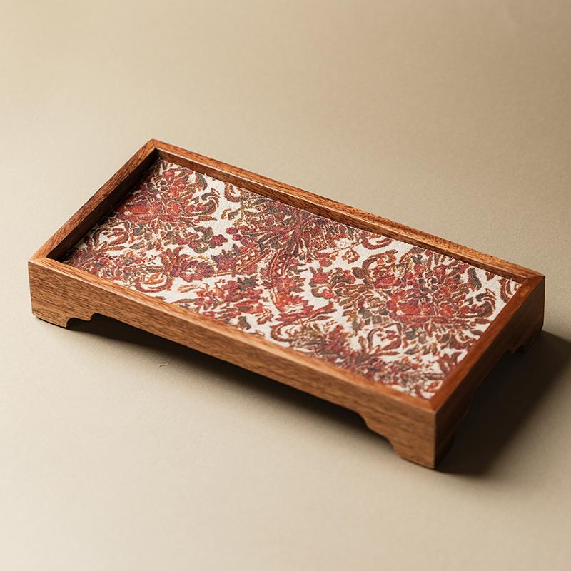Japanese-style black walnut dried tea tray New Chinese Zen creative tea mat Wooden tray Complete set of small tea table