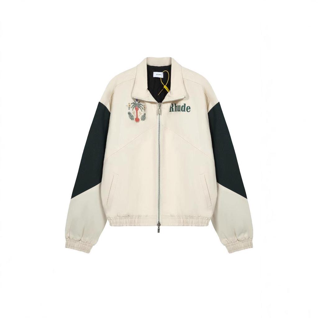 American High Street RH Retro Patchwork Coconut Tree Logo Zipper Jacket for Men & Women