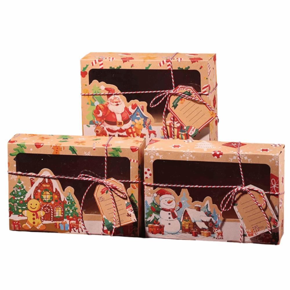 

3 шт. Коробка для різдвяних цукерок віконного типу ПВХ крафт коробка для печива Новорічне святкування