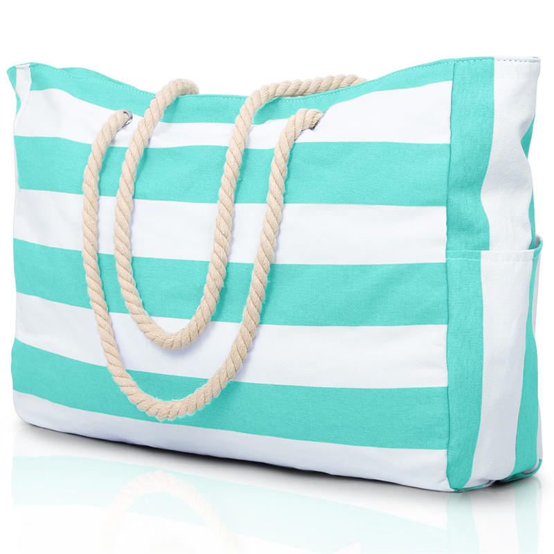 1PC Beach Bags For Women Large Canvas Beach Tote Bag Zipper Beach Bags Sandproof Swim Pool Bag Large Tote