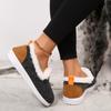 Cross-border Winter New Color Matching Flat-bottomed Velvet Snow Boots Women's Thickened Fluffy Warm Large-size Low-top Cotton Shoes