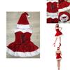 Elegant Red Velvet Sexy Women Christmas Fancy Dress Santa Claus Costume Outfit Hat