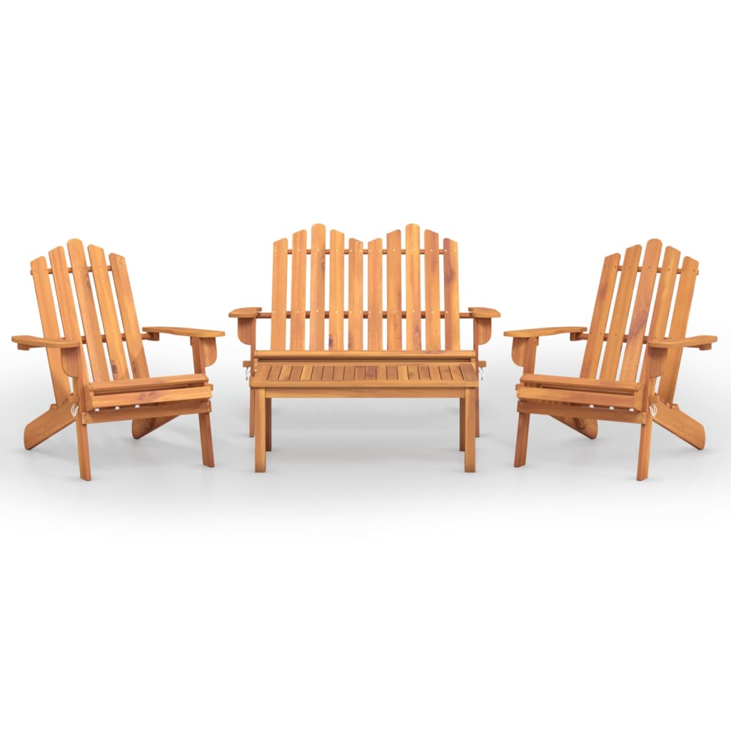 4 Piece Garden Lounge Set Adirondack Style Solid Acacia Wood