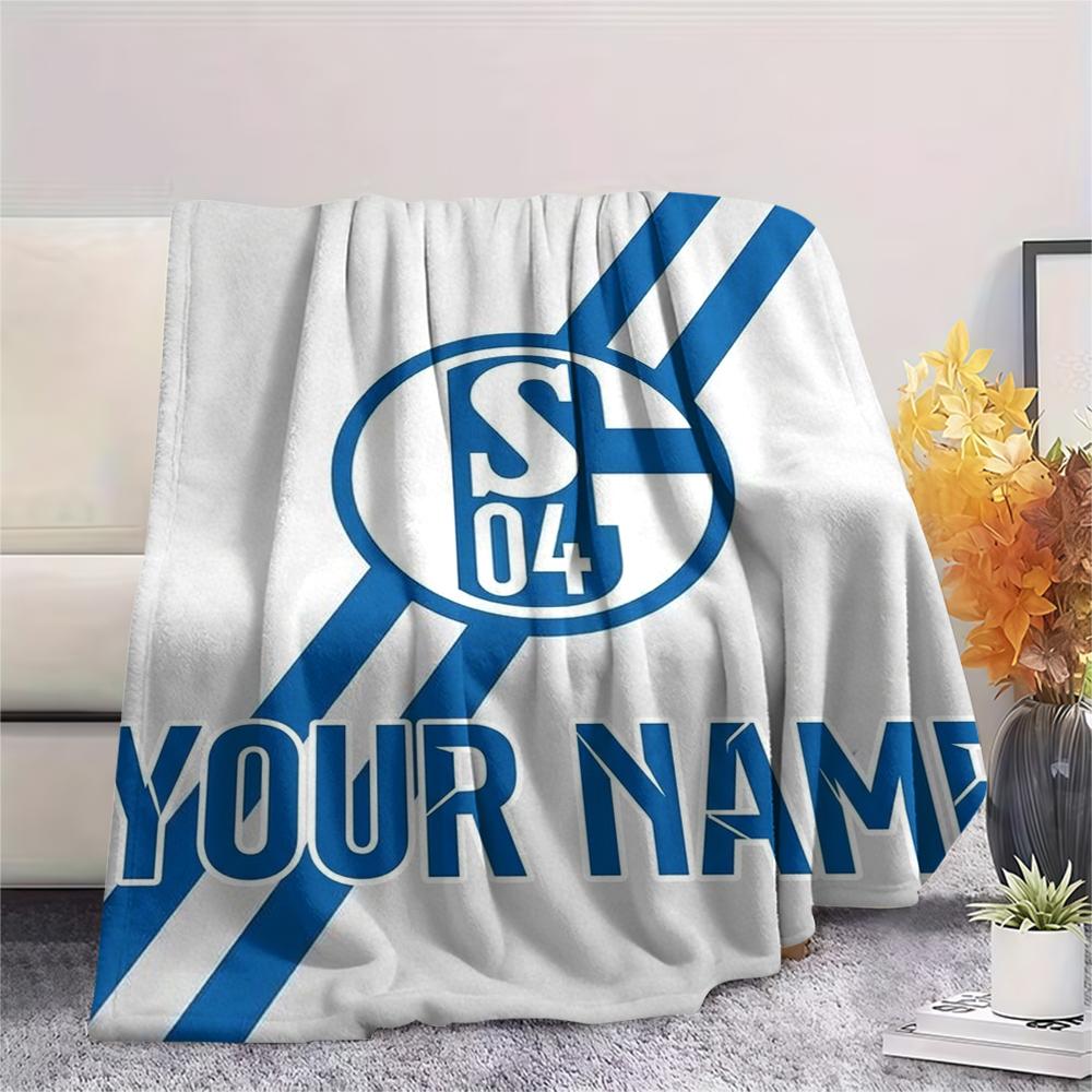 1PC Custom Name FC Schalke 04(3) Patterned Flannel Blanket Suitable For All Seasons for Home Decor Warmth and Comfort Gifts Holiday Present