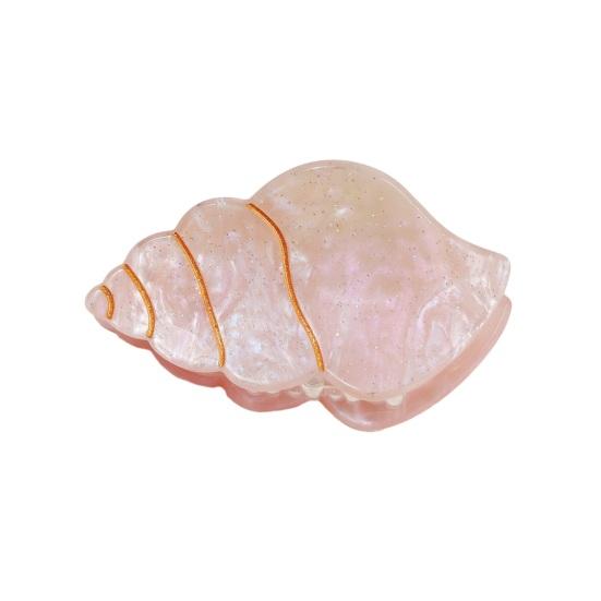 

Hair Claw Conch Shape Back Head Shower Clip Strong Grip Medium Size Shark Hair Claw Versatile Hair Accessory рожевий