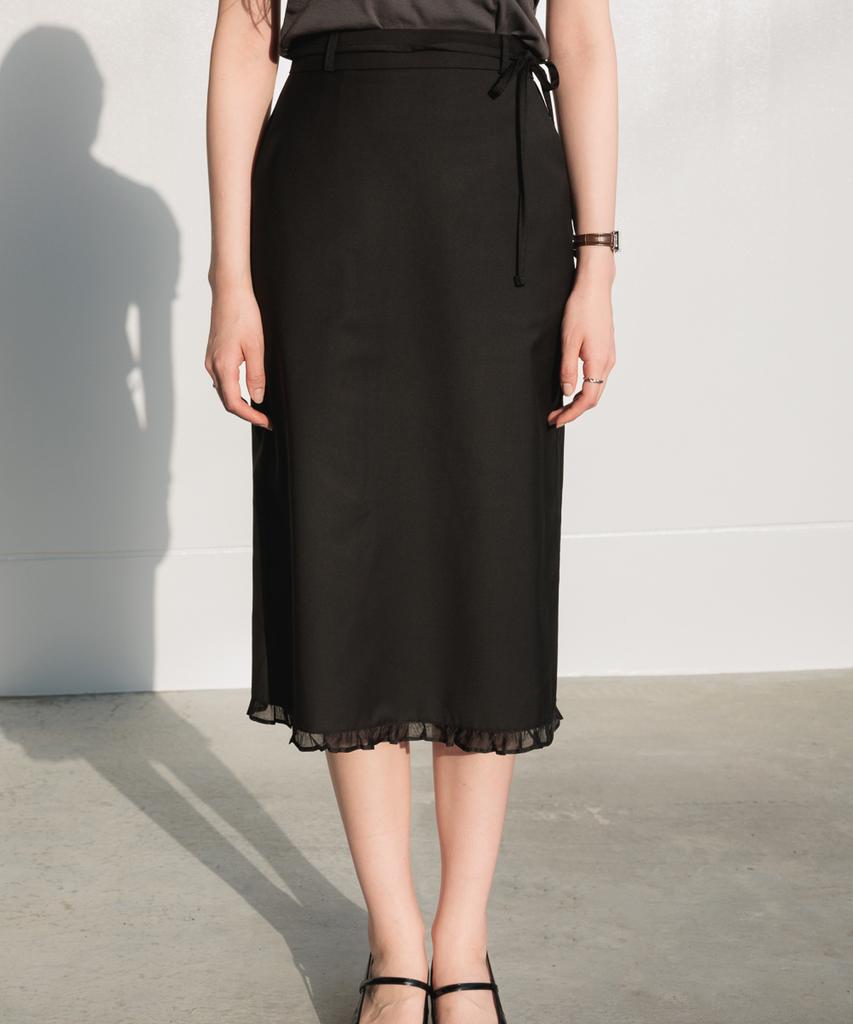 Dehebe Strap Point Frill Skirt [Black]