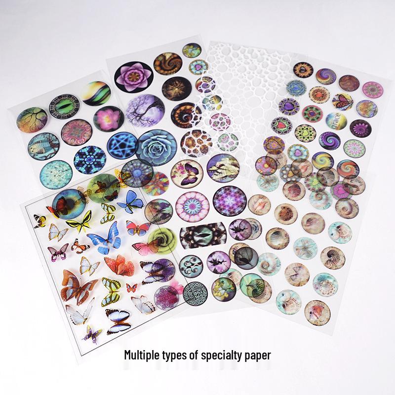 Poppy Crystal DIY Epoxy Kit: Colored Transparent Paper, Heart & Butterfly Inserts, Fluff Tree Filler. Material Paper-7